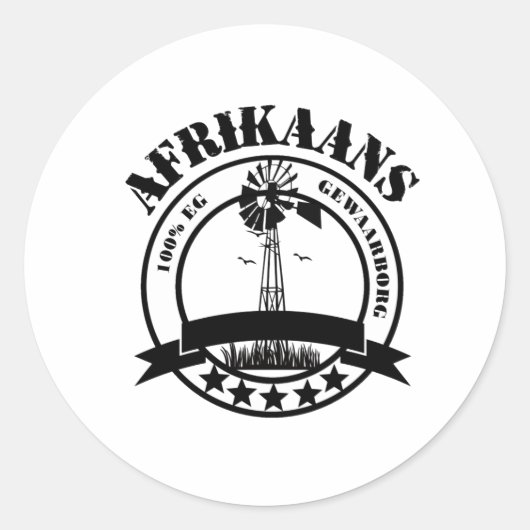 Sticker Rond Afrikaans 100% Eg (Devant)