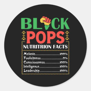 Sticker Rond Afrique Black Pops Nutrition Fact Melanin Conscien