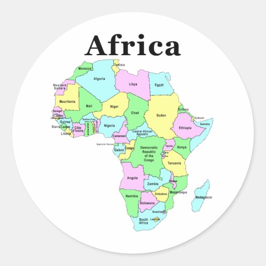 Sticker Rond Afrique - Carte politique (Devant)