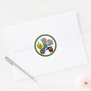 Sticker Rond Afrique du Sud Big Five Safari animal dessin