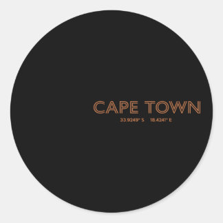 Sticker Rond Afrique du Sud Coordonnées de la ville du Cap