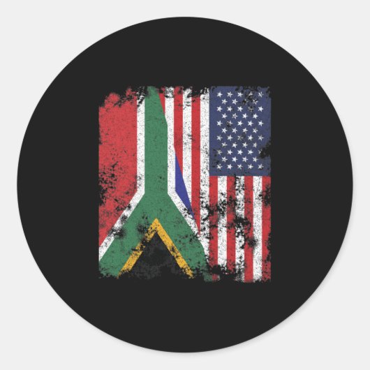 Sticker Rond Afrique du Sud États-Unis Drapeau - Demi-Américain (Devant)