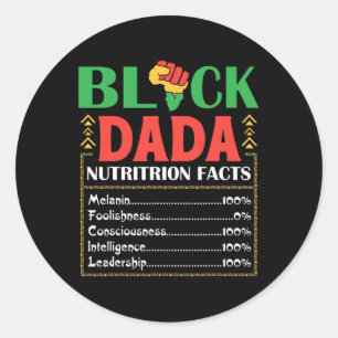 Sticker Rond Afrique Noir Dada Nutrition Fact Melanin Conscient
