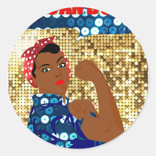 Sticker Rond afrique rosie le riveter (Devant)