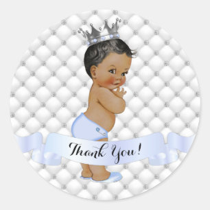 Sticker Rond Afro-Américain Diamants Bijoux Couronne Bleu