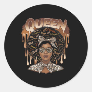 Sticker Rond Afro-Américaine Pour Une Femme Noire Forte Et Éduq