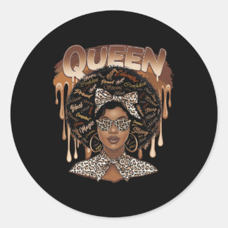 Sticker Rond Afro-Américaine Pour Une Femme Noire Forte Et Éduq
