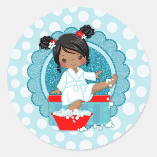 Sticker Rond Afro-Américaine Spa Bubbles Turquoise Rouge (Devant)
