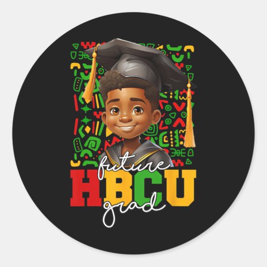 Sticker Rond Afro Black Boy College Graduation Future Hbcu Grad (Devant)