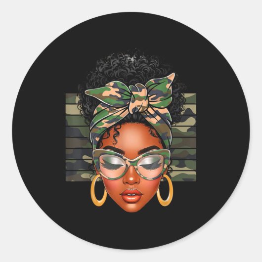 Sticker Rond Afro Black Women African American Black History Mo (Devant)