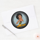 Sticker Rond Afro Boy (Enveloppe)