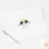 Sticker Rond Afro Puff Unicorn Rainbows fête d'anniversaire Fav (Enveloppe)