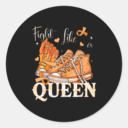 Sticker Rond Afro Queen Multiple Sclerosis Survivor Orange Ribb (Devant)