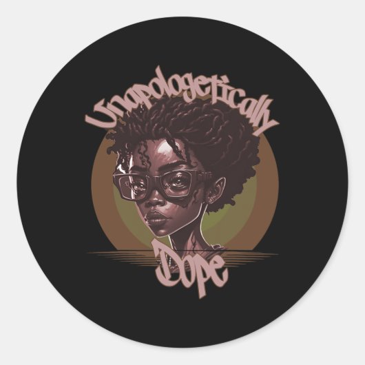 Sticker Rond Afro Queen sans apologisme Dope Noir Histoire lun (Devant)