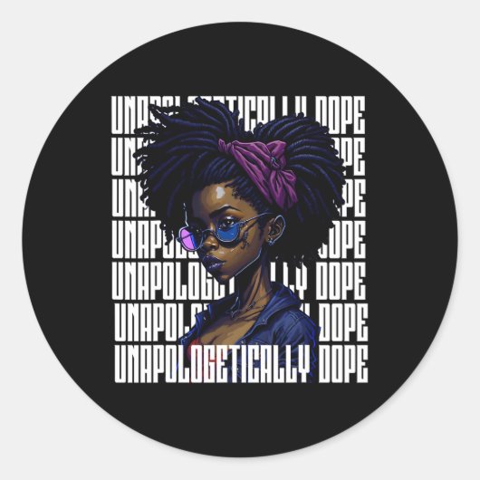 Sticker Rond Afro Queen sans apologisme Dope Noir Histoire lun (Devant)