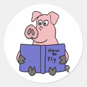 Sticker Rond AG lecture de porc comment au livre de mouche