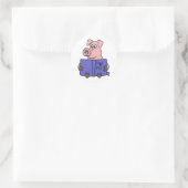 Sticker Rond AG- Pig Lecture Comment voler Livre (Sac)