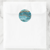Sticker Rond Agate de Parties scintillant Turquoise et Or (Sac)