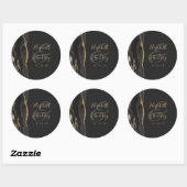 Sticker Rond Agate Geode Script Black Gold Dark Mariage (Feuille)