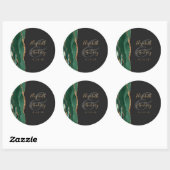 Sticker Rond Agate Geode Script Emerald Green Gold Dark Mariage (Feuille)
