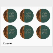 Sticker Rond Agate Géode Script Rouille Gold Mariage vert (Feuille)