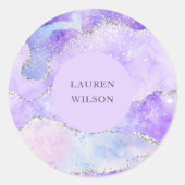 Sticker Rond Agate Pailleté Violet Bleu (Devant)