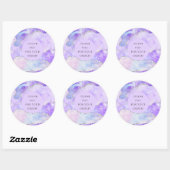Sticker Rond Agate Pailleté Violet Merci Pour Votre Commande (Feuille)