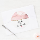 Sticker Rond Agate rose pâle fait d'amour (Enveloppe)