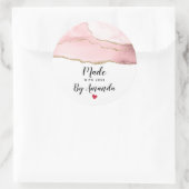 Sticker Rond Agate rose pâle fait d'amour (Sac)