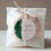 Sticker Rond Agate Script Émeraude Rose Gold Blush Mariage