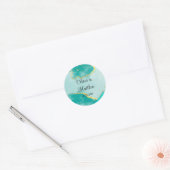 Sticker Rond Agate Turquoise et Mariage Gold Watercolor (Enveloppe)
