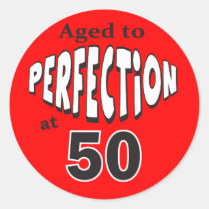 Sticker Rond Âge à la perfection à 50 ans   50e anniversaire