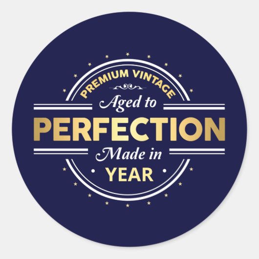 Sticker Rond Âgé à la perfection année de naissance (Devant)