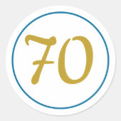 Sticker Rond Age Anniversaire Enveloppe Fête Sceau Or Bleu (Devant)