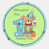 Sticker Rond Âge de l'ours d'anniversaire mignon 1 (Devant)