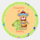 Sticker Rond Âge de l'ours d'anniversaire mignon 4 (Devant)