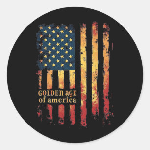 Sticker Rond Âge d'or de l'Amérique Trump Président patriotique