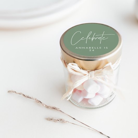 Sticker Rond Âge vert de sauge géométrique minimal moderne