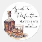 Sticker Rond Aged To Perfection Birthday (Devant)