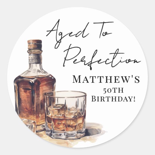 Sticker Rond Aged To Perfection Birthday (Devant)
