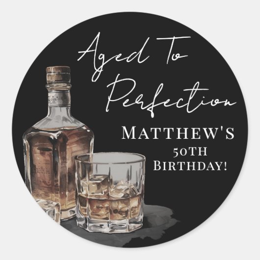 Sticker Rond Aged To Perfection Birthday (Devant)