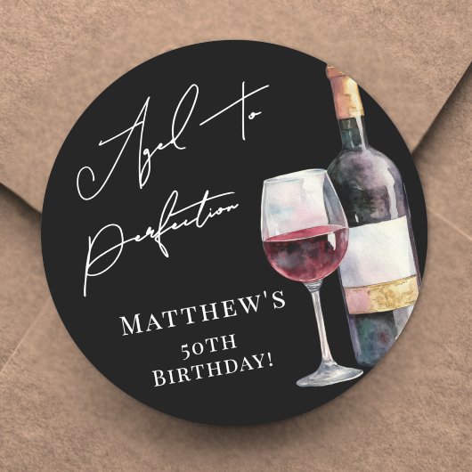 Sticker Rond Aged To Perfection Birthday