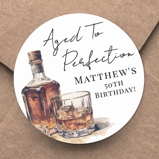 Sticker Rond Aged To Perfection Birthday