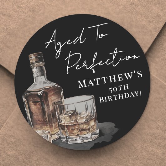 Sticker Rond Aged To Perfection Birthday