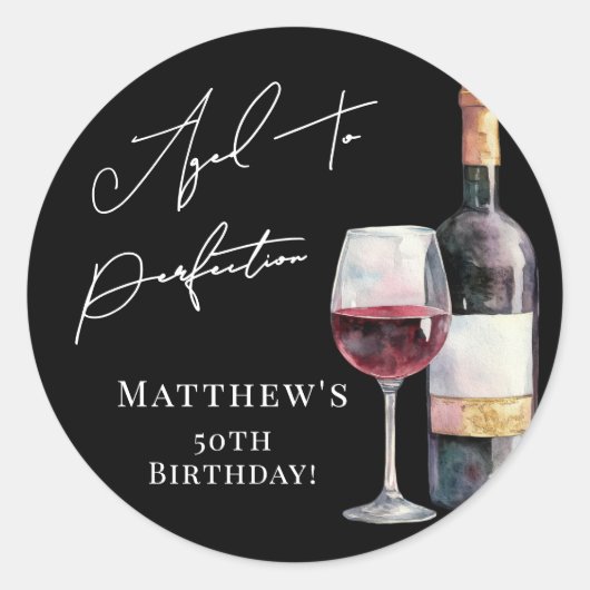 Sticker Rond Aged To Perfection Birthday (Devant)