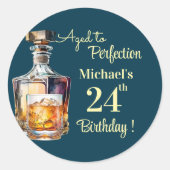 Sticker Rond Aged to Perfection Men 24th Whiskey Birthday (Devant)