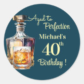 Sticker Rond Aged to Perfection Men 40th Whiskey Birthday (Devant)