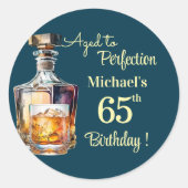 Sticker Rond Aged to Perfection Men 65th Whiskey Birthday (Devant)