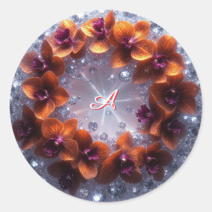 Sticker Rond Agencement floral élégant avec des orchidées