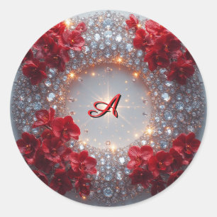 Sticker Rond Agencement floral élégant avec orchidées rouges